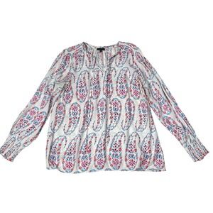 Talbots Cottagecore Floral Peasant Blouse Boho Rayon Top S